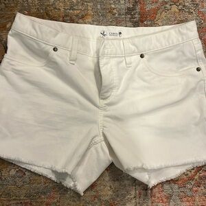 White Carve cut-off cord shorts